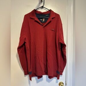 Orvis Dusty Red SzXL TALL long-sleeve heavy knit piqué Preppy polo Fly Fish Logo
